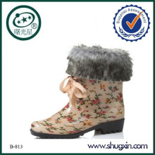 flat heel platform boots boots women white fur B-813